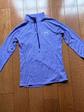 Under Armour Blue Heathered Quarter Zip Long Sleeve Pullover